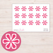 Pink Asterisk Planner Stickers | DDZ-4128 — 4 × 3 inch sheet and enlarged sticker detail