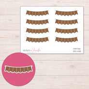 Brown Pennant Bunting Planner Stickers | DDZ-4138 — 4 × 3 inch sheet and enlarged sticker detail