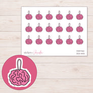 Pink Bath Pouf Planner Stickers | DDZ-4143 — 4 × 3 inch sheet and enlarged sticker detail