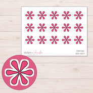 Pink Doodle Asterisk Planner Stickers | DDZ-4207 — 4 × 3 inch sheet and enlarged sticker detail
