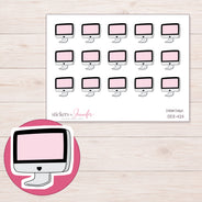 Pale Pink Doodle Desktop Computer Planner Stickers | DDZ-4211 — 4 × 3 inch sheet and enlarged sticker detail