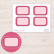 Pink Doodle Stitched Half Box Planner Stickers | DDZ-4224 — 4 × 3 inch sheet and enlarged sticker detail