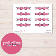 Pink Polka Dot Bow Divider Planner Stickers | DDZ-4235 — 4 × 3 inch sheet and enlarged sticker detail