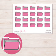 Pink File Folder Planner Stickers | DDZ-4246 — 4 × 3 inch sheet and enlarged sticker detail