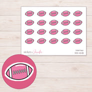 Pink Football Planner Stickers | DDZ-4248 — 4 × 3 inch sheet and enlarged sticker detail