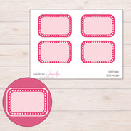 Pink Dotted Border Half Box Planner Stickers | DDZ-4266 — 4 × 3 inch sheet and enlarged sticker detail