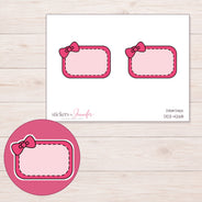 Pink Corner Bow Half Box Planner Stickers | DDZ-4268 — 4 × 3 inch sheet and enlarged sticker detail
