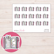 Open Bow Planner Stickers | DDZ-4275 — 4 × 3 inch sheet and enlarged sticker detail
