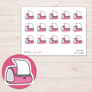 Pink Label Printer Planner Stickers | DDZ-4288 — 4 × 3 inch sheet and enlarged sticker detail