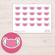 Pink Face Mask Planner Stickers | DDZ-4297 — 4 × 3 inch sheet and enlarged sticker detail