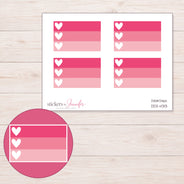 Pink Ombre Heart Checklist Planner Stickers | DDZ-4313 — 4 × 3 inch sheet and enlarged sticker detail