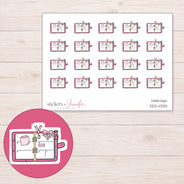 Decorated Open Pink Planner Stickers | DDZ-4334 — 4 × 3 inch sheet and enlarged sticker detail