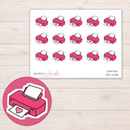 Pink Heart Printer Planner Stickers | DDZ-4348 — 4 × 3 inch sheet and enlarged sticker detail