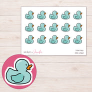 Mint Rubber Duck Planner Stickers | DDZ-4360 — 4 × 3 inch sheet and enlarged sticker detail