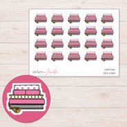 Stack of Pink Planners Planner Stickers | DDZ-4380 — 4 × 3 inch sheet and enlarged sticker detail