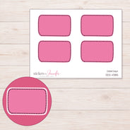 Pink Dark-Stitch Half Box Planner Stickers | DDZ-4385 — 4 × 3 inch sheet and enlarged sticker detail