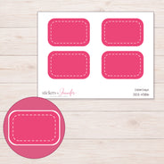 Pink White-Stitch Half Box Planner Stickers | DDZ-4386 — 4 × 3 inch sheet and enlarged sticker detail