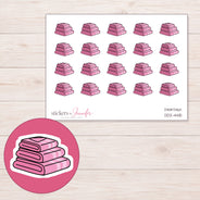 Stack of Pink Towels Planner Stickers | DDZ-4415 — 4 × 3 inch sheet and enlarged sticker detail