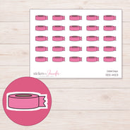 Pink Washi Roll with Loose End Planner Stickers | DDZ-4423 — 4 × 3 inch sheet and enlarged sticker detail