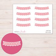 Pink Weekend Pennant Banner Planner Stickers | DDZ-4432 — 4 × 3 inch sheet and enlarged sticker detail