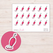 Pink Doodle Vacuum Planner Stickers | DDZ-4441 — 4 × 3 inch sheet and enlarged sticker detail