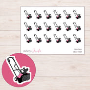 Pink and Black Snow Blower Planner Stickers | DDZ-4447 — 4 × 3 inch sheet and enlarged sticker detail