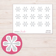 Light Gray Asterisks Planner Stickers | DDZ-4457 — 4 × 3 inch sheet and enlarged sticker detail
