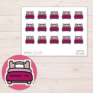 Magenta Bed Planner Stickers | DDZ-4460 — 4 × 3 inch sheet and enlarged sticker detail