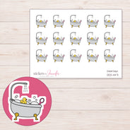 Gray Bubble Bath Planner Stickers | DDZ-4471 — 4 × 3 inch sheet and enlarged sticker detail