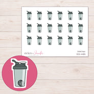 Gray Shaker Bottle Planner Stickers | DDZ-4485 — 4 × 3 inch sheet and enlarged sticker detail