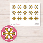 Gold Doodle Asterisk Planner Stickers | DDZ-4536 — 4 × 3 inch sheet and enlarged sticker detail