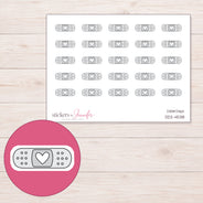 Light Gray Heart Bandage Planner Stickers | DDZ-4538 — 4 × 3 inch sheet and enlarged sticker detail