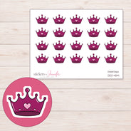 Magenta Heart Crown Planner Stickers | DDZ-4541 — 4 × 3 inch sheet and enlarged sticker detail