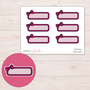 Berry Bow Quarter Box Label Planner Stickers | DDZ-4549 — 4 × 3 inch sheet and enlarged sticker detail