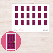 Magenta Front Door Planner Stickers | DDZ-4563 — 4 × 3 inch sheet and enlarged sticker detail