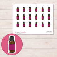 Magenta Label Oil Bottle Planner Stickers | DDZ-4566 — 4 × 3 inch sheet and enlarged sticker detail