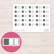 Gray Foldout Planner Stickers | DDZ-4571 — 4 × 3 inch sheet and enlarged sticker detail