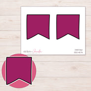 Berry Fishtail Flag Planner Stickers | DDZ-4574 — 4 × 3 inch sheet and enlarged sticker detail