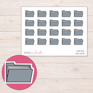 Gray File Folder Planner Stickers | DDZ-4575 — 4 × 3 inch sheet and enlarged sticker detail