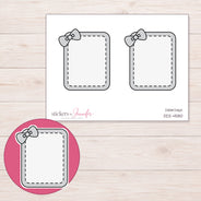 Gray Bow Full Box Planner Stickers | DDZ-4580 — 4 × 3 inch sheet and enlarged sticker detail