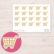Gold Grocery Cart Planner Stickers | DDZ-4591 — 4 × 3 inch sheet and enlarged sticker detail