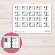 Open Disc Planner Stickers | DDZ-4593 — 4 × 3 inch sheet and enlarged sticker detail