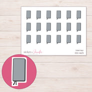 Gray Closed Planner Stickers | DDZ-4603 — 4 × 3 inch sheet and enlarged sticker detail