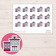 Magenta Hospital Planner Stickers | DDZ-4607 — 4 × 3 inch sheet and enlarged sticker detail
