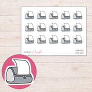 Gray Label Printer Planner Stickers | DDZ-4617 — 4 × 3 inch sheet and enlarged sticker detail