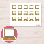 Gold Laptop Planner Stickers | DDZ-4620 — 4 × 3 inch sheet and enlarged sticker detail