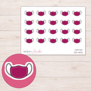 Magenta Face Mask Planner Stickers | DDZ-4626 — 4 × 3 inch sheet and enlarged sticker detail