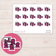 Magenta Meeting Group Planner Stickers | DDZ-4630 — 4 × 3 inch sheet and enlarged sticker detail