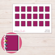 Magenta Mini Disc Planner Stickers | DDZ-4632 — 4 × 3 inch sheet and enlarged sticker detail