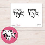 Black Movie Night Script Planner Stickers | DDZ-4637 — 4 × 3 inch sheet and enlarged sticker detail